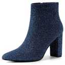 Allegra K Women's Glitter Pointed Toe Chunky Heel Ankle Boots 8 size