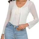 Women's Bolero Sheer Shrug Tie Front Crop Cardigan Lightweight Stretch Long Sleeve Summer Cover Up S-2XL (XX-Large, Apricot)