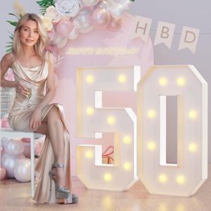 50th Birthday Decoration Men 3FT Light Up Numbers, Large Marquee Numbers 50 Fifty Years Olds Party Decor, Big Mosaic Numbers Anniversary Decorations