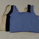 OLCHEE Womens 3 Pack Crop Tank Tops Basic Seamless Ribbed Sleeveless Square Neck Workout Top Summer Exercise Yoga Gym Sets, Medium