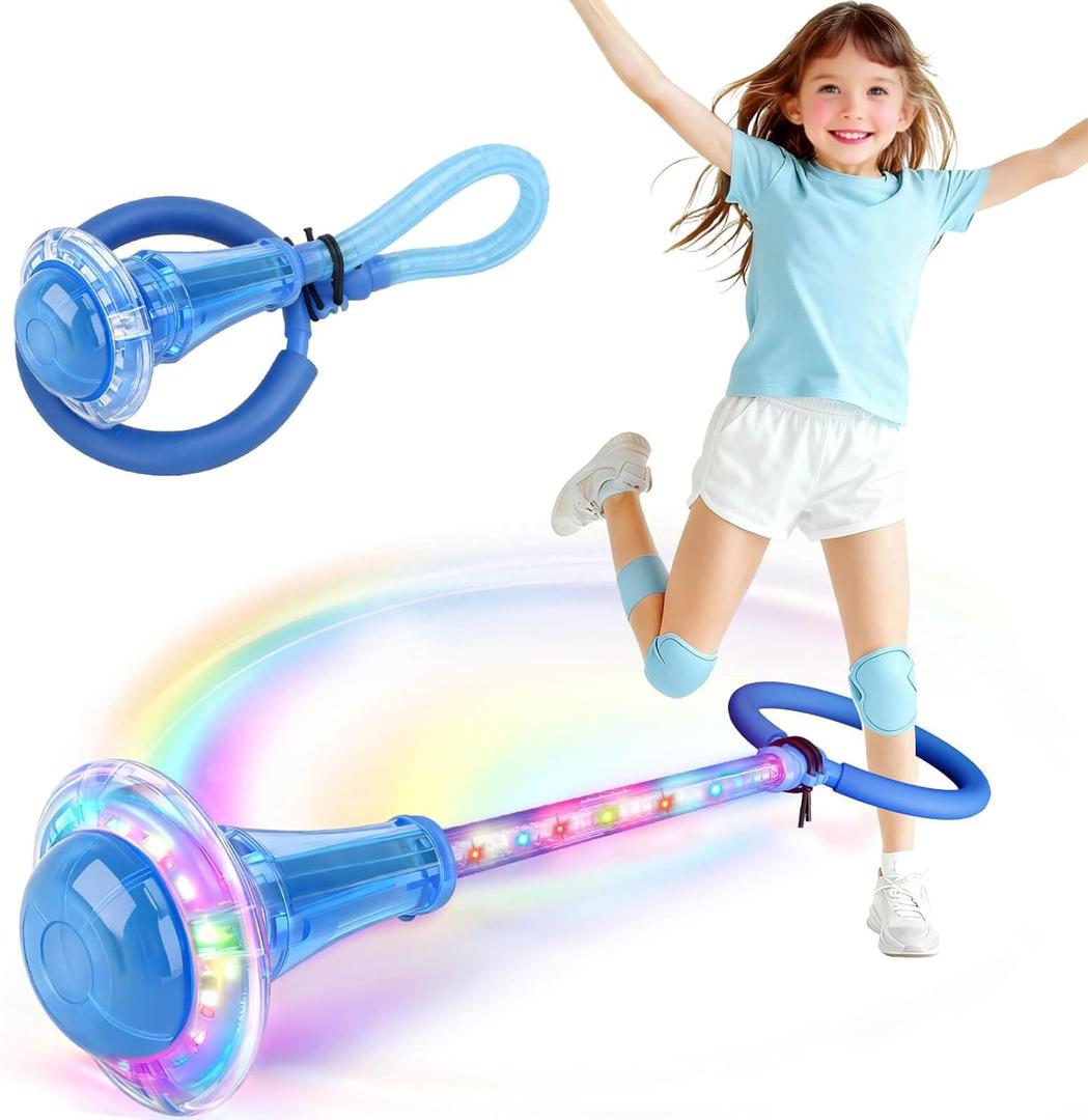 Dolanus Skip Toys for 5-12 Year Old Kids, Girls Birthday Gifts for Age 5 6 7 8 9 10 11 12, Outdoor Outside Sports Games, Girls Toys Age 6-8 8-13, Portable Colorful Flash Wheel Swing Ball (Blue)