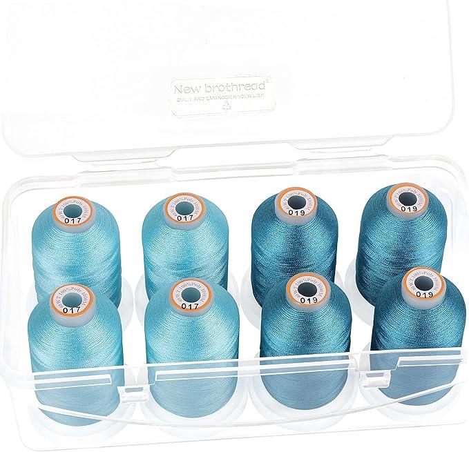 New brothread - 20 Options - 8 Snap Spools of 1000m Each Polyester Embroidery Machine Thread with Clear Plastic Storage Box for Embroidery & Quilting - Different Green New brothread - 20 Options - 8 Snap Spools of 1000m Each Polyester Embroidery Machine Thread with Clear Plastic Storage Box for Embroidery & Quilting - Different Green