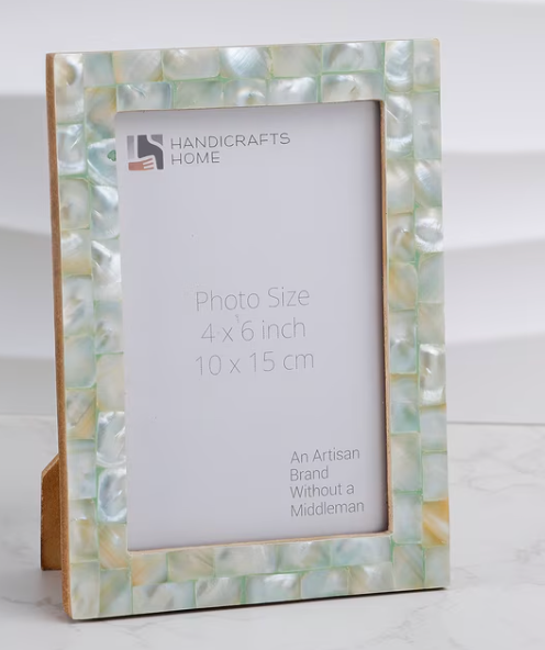 Handicrafts Home 4x6 Picture Frame Mother of Pearl Collection, Handcrafted Photo Frame, Small Picture Frame for Living Room, Wall Decor, Office Desk Decor, Vintage Picture Frames, Gift for her, Thanksgiving gift for friends & Family