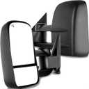 AERDM New Pair Towing Mirrors Power Operated Heated Textured Black Telescoping Trailer Side Mirrors Fit Chevy/GMC/Cadillac Silverado Sierra Avalanche Suburban Tahoe Yukon XL Escalade EXT ESV, Medium