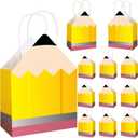 27pcs Back to School Teacher Gifts – Pencil Shaped Paper Bags Bulk, Welcome Candy Treat Boxes for Students, Classroom Party Decorations, Teacher Appreciation Week