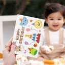 7 x Cute 1st Birthday Card, First Birthday Decorations for Boy Girl, 1 Year Old Gift Ideas for Baby Kids