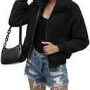 AKEWEI Women's Short Faux Fur Coat Casual Shaggy Jacket with Pockets Warm Winter Zip-Up Fluffy Outwear XXL