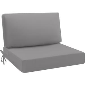 idee-home Outdoor Cushions for Patio Furniture, Waterproof Outdoor Seat Cushion Hampton Bay Deep Seat Replacement Cushions for Garden (26.5 x 26.5 In, Silver Grey)