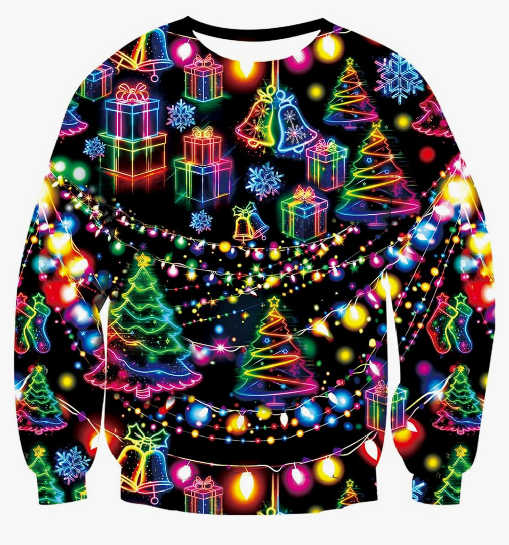 Mens Ugly Christmas Sweater Novelty 3D Graphic Long Sleeve Junior Xmas Sweatshirt Size XXL