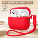 2 x MILPROX Compatible for AirPods Pro 3 Silicone Case 2025 - Soft Protective Skin Cover with Carabiner/Lanyard for Women Girls Men, Front LED Visible, Girly Smooth Design for Shockproof Case - Red