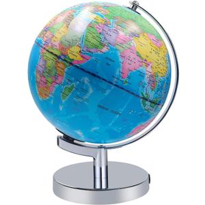 Illuminated World Globe for Kids, Educational Globe with Stand Built in LED Night Light Earth Map and Constellation View, 2 in 1 Interactive Educational Geographic Earth Learning Toy, 8 Inch