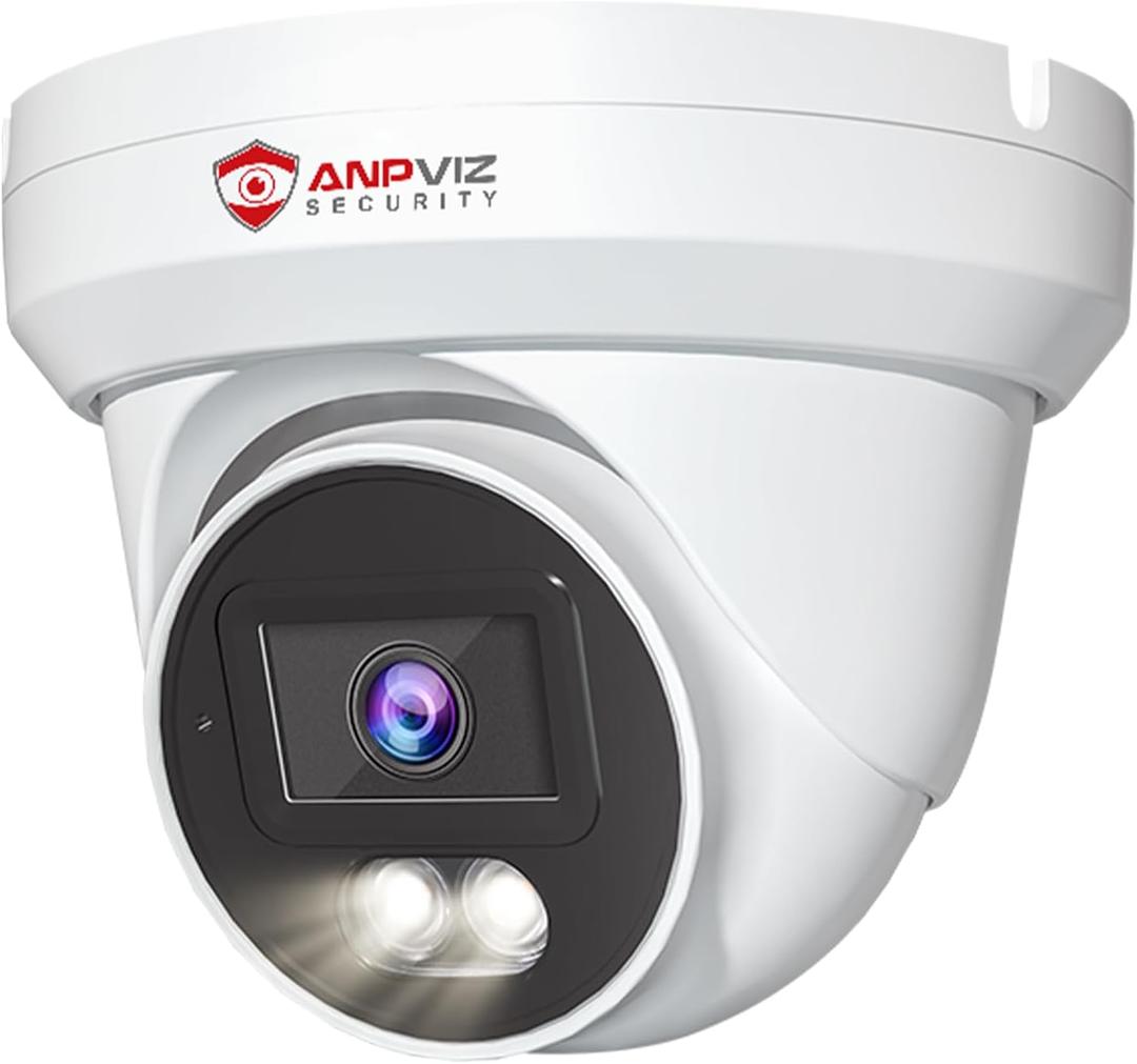 Anpviz 4K PoE Camera Turret 8MP IP Camera Outdoor, PoE Security Cameras with AI Human Vehicle Detection, 100FT Smart Dual Light Color Night Vision, Built-in Mic, IP66 Waterproof (U Series)