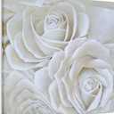 Yihui Arts White Flower Canvas Wall Art with Textured - Square Artwork for Bedroom Over Bed Decor, 16"L x 16"W