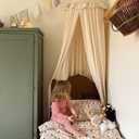 Kids Bed Canopy with Frills Cotton Cover Net for Crib Reading Nook Curtain Hideaway Hanging Round Tent Nursery Bedding Play Room Decor