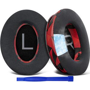 SOULWIT Cooling Gel Ear Pads Cushions Replacement for Bose QuietComfort 45 (QC45)/QuietComfort SE (QC SE)/Quiet Comfort Wireless Over-Ear Headphones, Earpads with Ice Silk Fabric - Red Storm