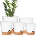GARDIFE Plant Pots 7/6.5/6/5.5/5 Inch Self Watering Planters with Drainage Hole, Plastic Flower Pots, Nursery Planting Pot for All House Plants, African Violet, Flowers, and Cactus,White
