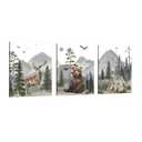 Woodland Nursery Animals Wall Art: 3 Piece Wildlife Wall Art for Kids Room Decor 20"x30",Elk Bear Wolf Pictures Forest Animal Prints Canvas Hanging Posters for Baby Boy Girl Nursery Wall Decor