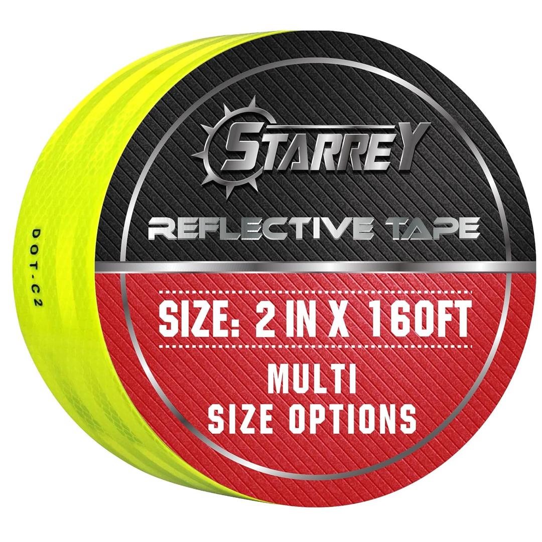 DOT-C2 Reflective Tape Yellow Outdoor 2 in X 160FT Waterproof Self Adhesive Trailer Safety Caution Reflector Conspicuity Tape for Trucks Cars
