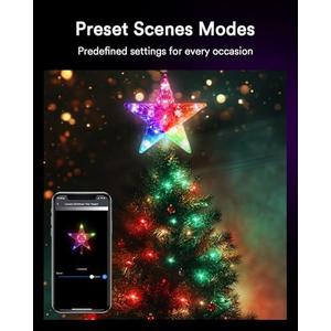 Lumary Christmas Tree Topper 7.6 Inch, Color Changing Xmas Star with Bluetooth App/Remote Control, 80+ Scenes & Music Sync, Multicolor RGB Christmas Tree Decor for Holiday