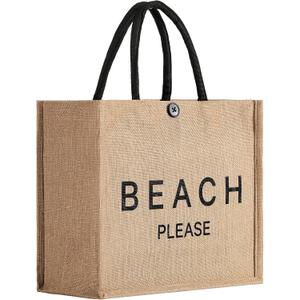 Trifabricy Beach Bag for Women, Woven Straw Beach Tote Bag Waterproof, Weaving Swim Gym Shopping Travel Bags with Button