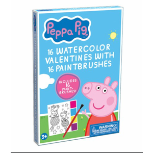 Peppa Pig 16 Watercolor Valentines with 16 Paintbrushes, Pack of 3