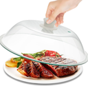 OEC Lighter Weight Tempered Glass Microwave Splatter Cover - 11.5 inch (Inner Diameter 10.6”) - Heat-Resistant -Durable Glass Lid with Vent, Silicone Knob, Dishwasher Safe, 100% Food Grade - BPA Free 