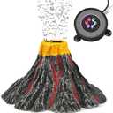 Uniclife Aquarium Volcano Ornament Kit Realistic Resin Volcanic Decoration with Air Stone Bubbler Colorful LED Light Decor for Fish Tank Landscape Addition and Oxygenation (Multicolor)
