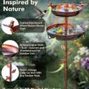 Metal Bird Bath for Outside - Outdoor Garden Decor Birdbath 2-Tier Water Bowl with Copper Finish Stake Adjustable Height 45'' Tall for Yard