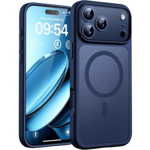 TOCOL for 17 Pro Max Case, Built-in Magnetic Ring, Compatible with Magsafe, Translucent Matte Phone Case for 17 ProMax 6.9 inch (Dark Blue)