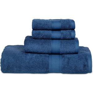 Casa Lino 100% Cotton Bath Towels Set of 4 (1 Bath Towel, 1 Hand Towel & 2 Wash Cloths) - Bathroom Towels and Washcloths Set - Complete Bathroom Set - Guest Room Essentials - (Cobalt Blue)