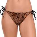 Sports Illustrated Women's Standard String Tie Side Bikini Bottom (Large, Meow Factor)