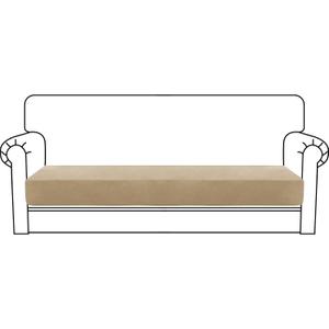 MAXIJIN Velvet Stretch Couch Cushion Covers Soft Sofa Cushion Cover Replacement Sofa Seat Cushion Slipcovers Furniture Protector with Elastic Bottom (1 Piece Sofa Cushion Cover, Camel)