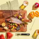 SHIZZO Grill Basket Set, Barbecue BBQ Grilling, Stainless Steel Folding Portable Outdoor Camping Rack for Fish, Shrimp, Vegetables, Cooking Accessories, Gifts for Dad, husband, Friends