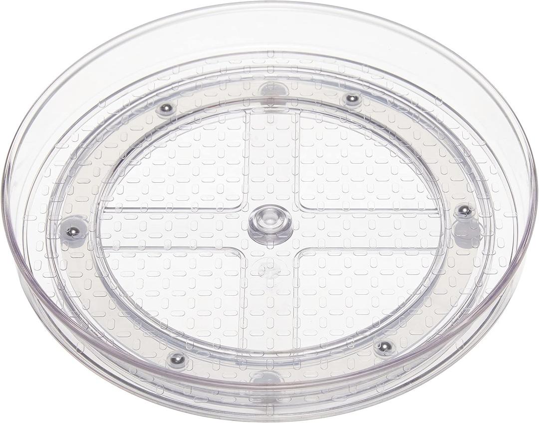 Amazon Basics 2 Tier Lazy Susan Turntable Organizer, 9" Diameter, 2-Pack, Clear