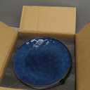 vicrays Ceramic Dinner Plates Set, 10.5 Inch, Set of 6, Round, Microwave, Oven, Dishwasher Safe, Porcelain Fluted Suitable for Steak, Pasta, Pizza, Home, Party, Restaurant (Blue)