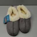 HomeTop Women's Closed-back Slippers Faux Wool Warm Non-slip Outdoor Indoor House Shoes with Fuzzy Collar, US 9-10