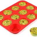 12 Cups Silicone Muffin Pan - Nonstick Cupcake Pan 1 Pack Regular Size Silicone Mold for Baking