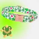 Elegant little tail St Patrick's Dog Collar, Green Clover Pet Collar Cotton Soft Holiday Pet Collar Cute Puppy Collar Adjustable Pet Dog Collars for Small Dogs