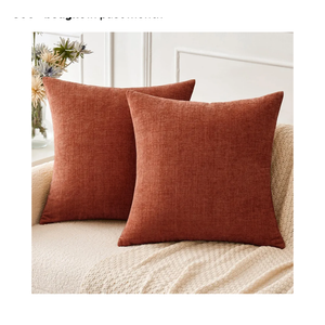 MIULEE Pack of 2 Couch Throw Pillow Covers 18x18 Inch Soft Burnt Orange Chenille Pillow Covers for Sofa Living Room Solid Dyed Pillow Cases