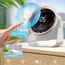 Small Desk Fan, Ultra-Quiet Desktop Air Circulator, Touch Screen Control, Multi-Speed Desktop Fan with LED Light, Quiet Table Fan for Bedroom, USB Rechargeable Small Fan for Desk (White)