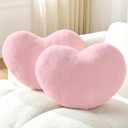 2PCS Throw Pillows Heart Pillow Home Decor Decorative Couch Pillows Bed Pillows Outdoor Pillows Valentine Gifts,Pink 9"*13" (Small)