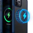 Meifigno Magnetic Case for iPhone 12/iPhone 12 Pro Case 6.1 Inch, [Military Grade Protection & Compatible with MagSafe], Translucent Matte Back with Soft Silicone Edge for iPhone 12 Case, Blue