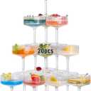 20Pcs Acrylic Martini Glasses, 10oz Shatterproof Plastic Champagne Tower, Unbreakable Ribbed Coupe Glasses, Art Deco Stem Cocktail Glassware Set, Manhattan Goblet for Wedding Birthday Party