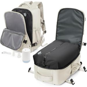 winspansy Small Travel Backpack Storage Vacuum Compression Bags with Pump for Travel Storage Carry on Business Day Vacpack Backpack for Women Men with Vacuum College Bag Beige (42*29*15CM)