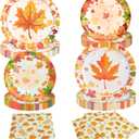 180Pcs Thanksgiving Paper Plates and Napkins Sets,Fall Plates and Napkins Disposable Fall Party Supplies for Thanksgiving Autumn Harvest Table Decor, 60 Guests
