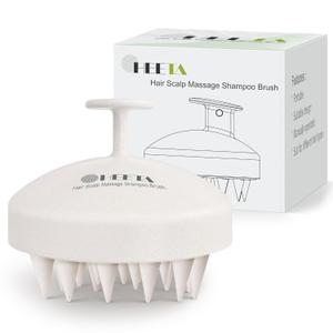 HEETA Scalp Scrubber Shampoo Brush, Scalp Massager Tool for Hair Growth, Soft Silicone Bristles for Dandruff Removal Wet Dry Use Women Men Kids Pet, Fit All Hair Types Care, Beige