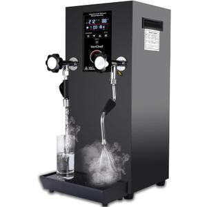 Commercial Milk Frother, 2500W 110V Automatic Steam Boiling Water Machine Electric Steam Milk Frothing Machine Espresso Coffee Milk Foam Machine Steamer with LED Display for Coffee Tea Shop, Upgrated