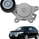 Belt Tensioner Assembly with Pulley(3.5/L3.7L V6) Compatible with Ford Explorer Edge Flex Fusion, Taurus Taurus X, Lincoln MKS MKT MKX MKZ, Mercury Sable, Mazda6 CX-9 Replace#38485 BT4E6B209CC