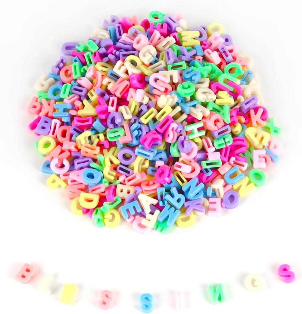 500+ Pieces 9x12mm Big Large Alphabet Letter Beads A-Z Mixed Plastic Shape Loose Beads for Jewelry Making Bracelets Necklaces Key Chains (Macaron)