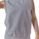 Womens Summer Active Top Ruffle Tank Shirt Casual Sleeveless Workout Basic Crewneck Athletic Outfit(Grey-S)